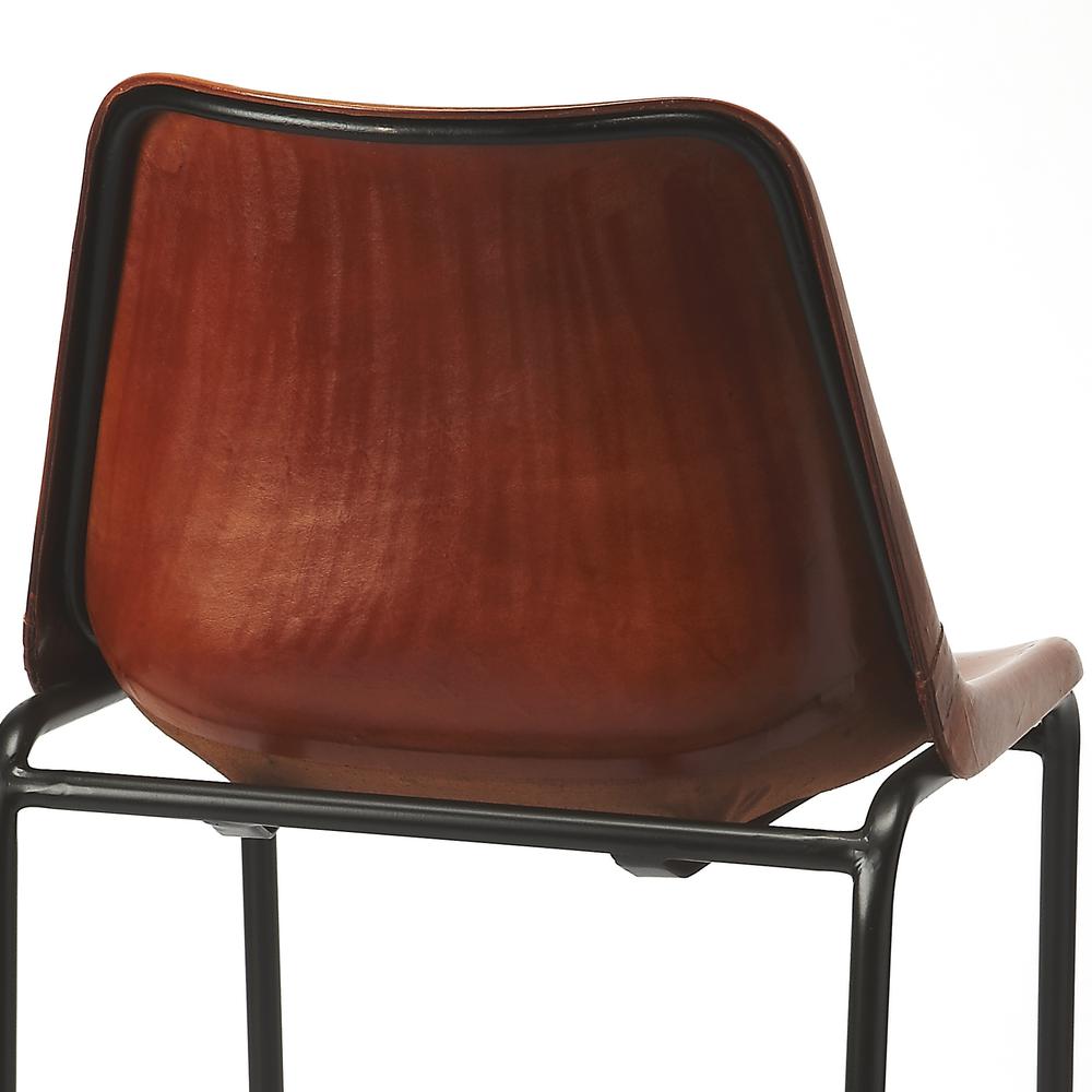 Myles Leather 28" Bar Stool, Medium Brown