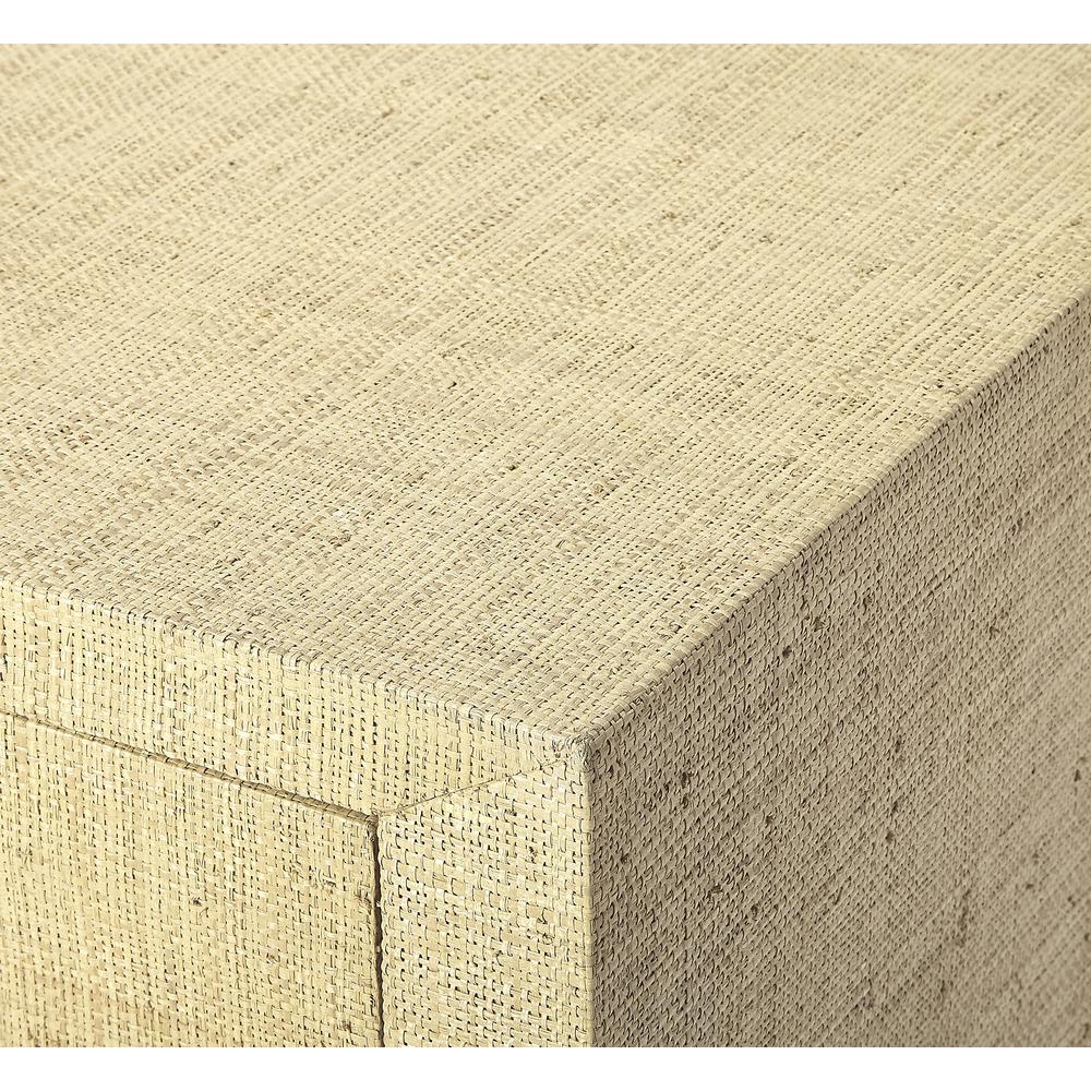 Amelle Raffia 2-Drawer Nightstand, Cream, Yellow