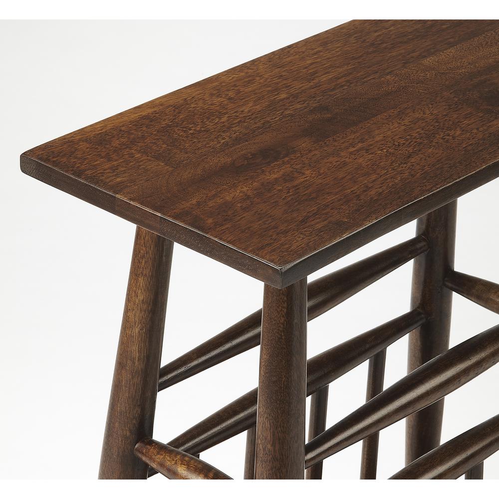 Bowen Solid Wood Magazine Table, Dark Brown