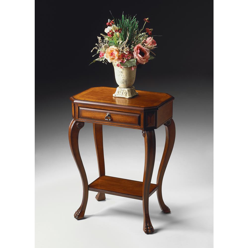 Channing One Drawer Console Table, Medium Brown