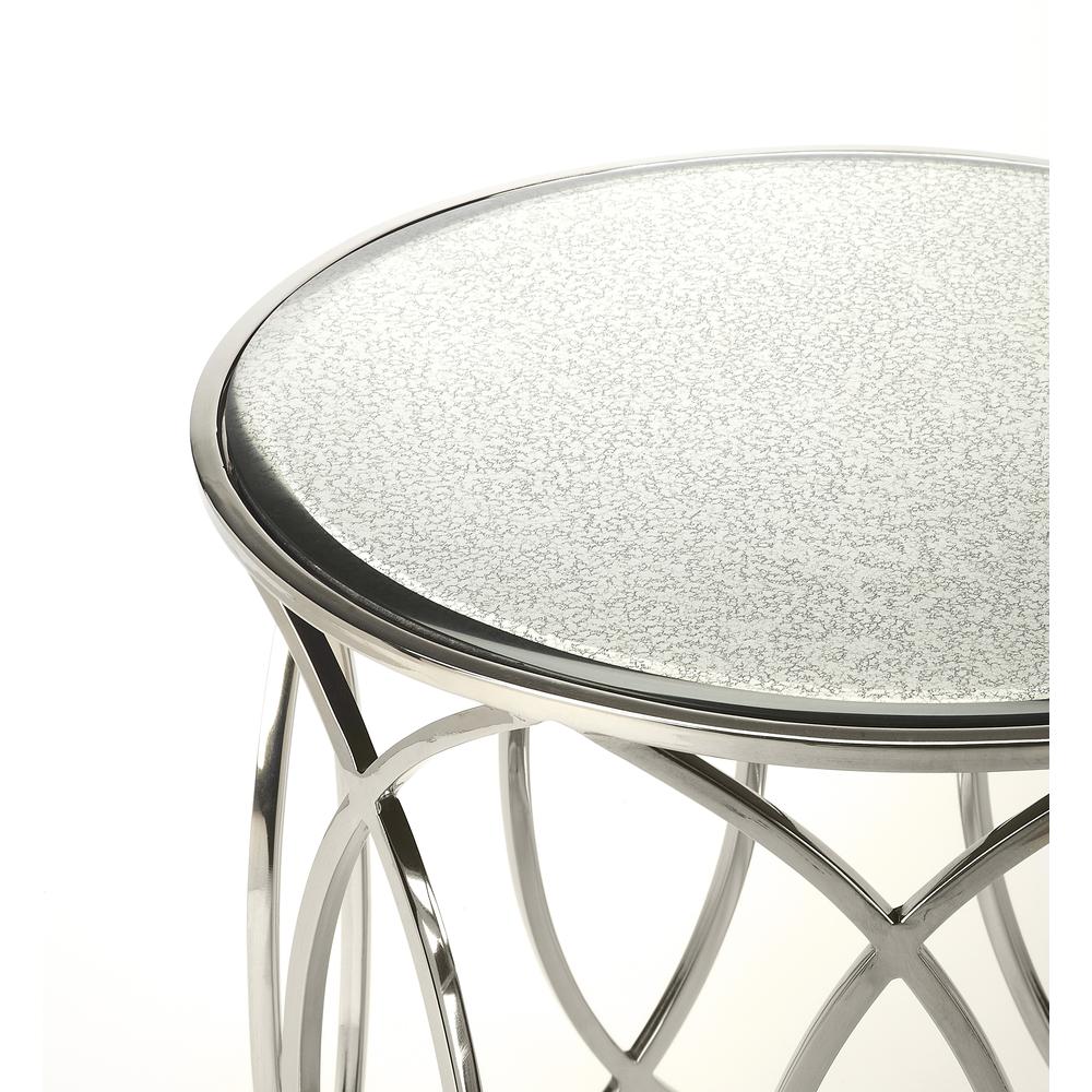 Desiree Mirrored End Table, Silver