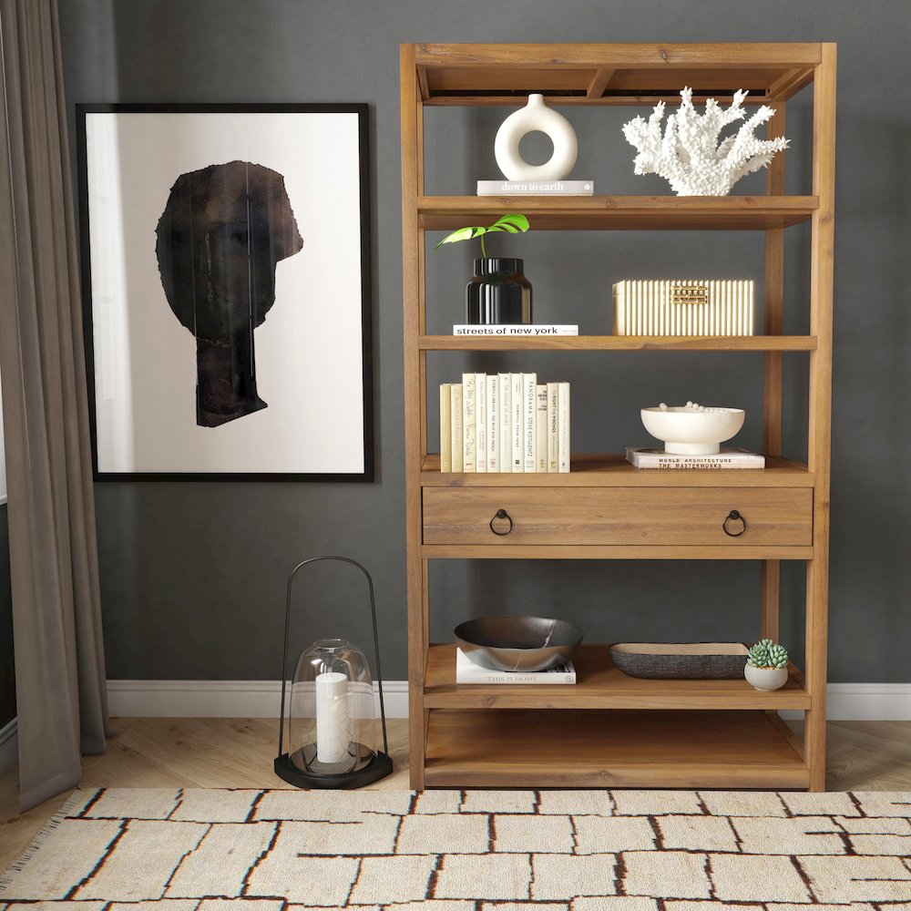 Lark 5 Tier 39"W Etagere Bookcase, Light Brown