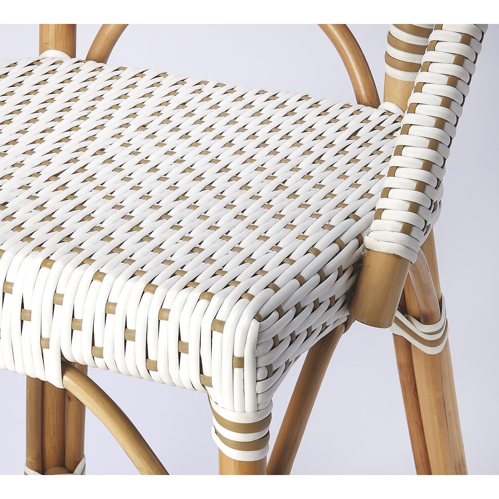 Solstice Rattan 25" Counter Stool, White and Tan Dot