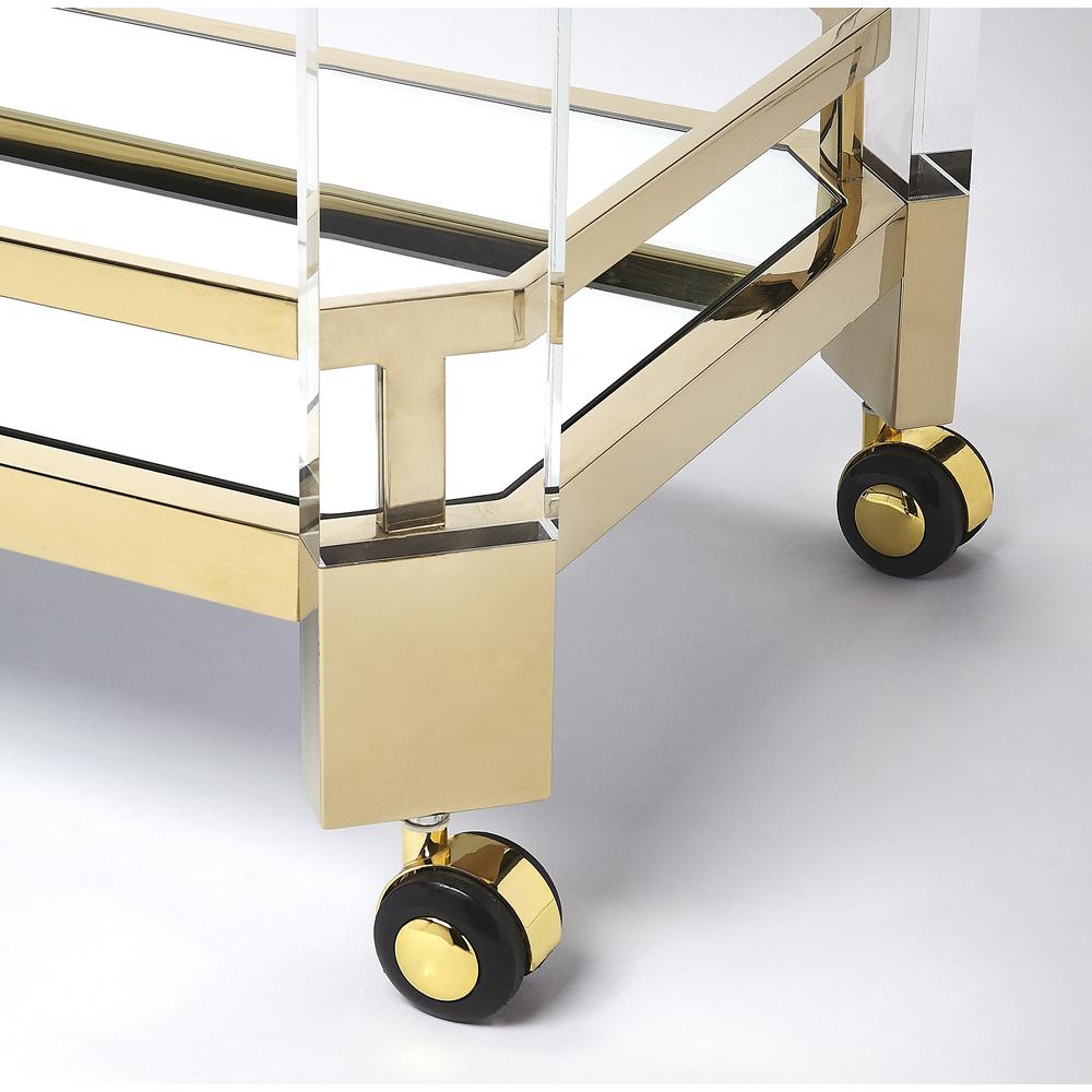 Charlevoix Acrylic & Serving Cart, Gold