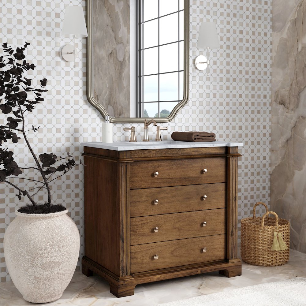 Hanson 36" Single Bathroom Vanity Set, Medium Brown