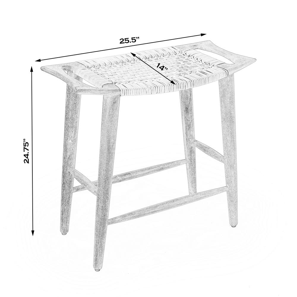 Tristan Natural Wood & Rattan 24.75" Counter Stool, Light Brown