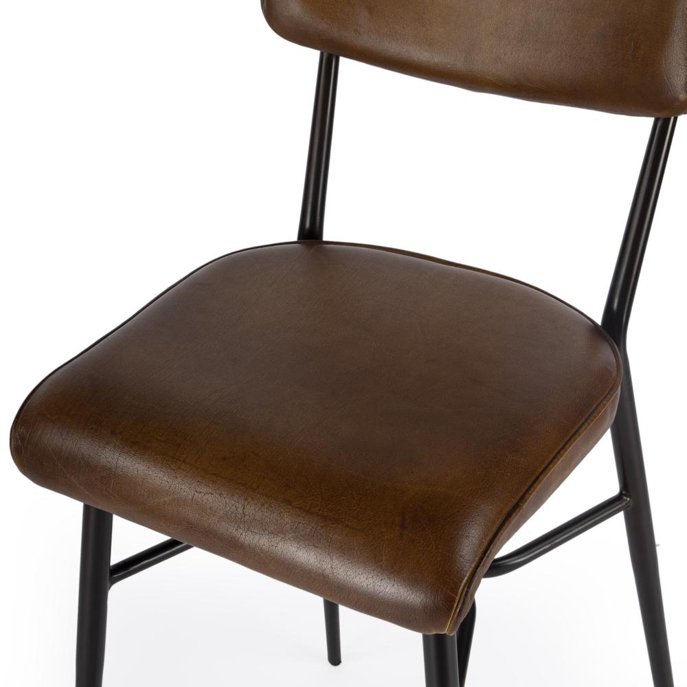 Odessa Square Leather 26.5" Counter Stool, Medium Brown