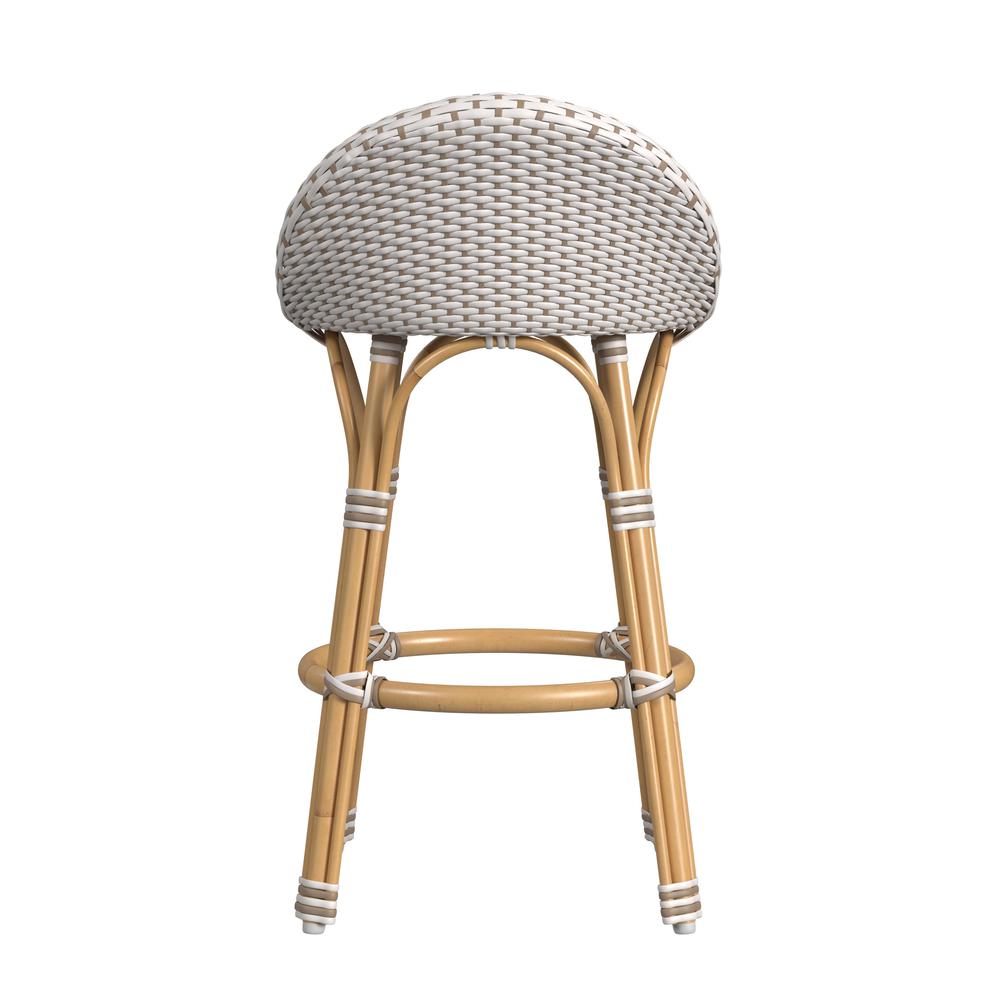 Tobias 24 in. Seat Height Outdoor Rattan and Metal Low Back Counter Stool