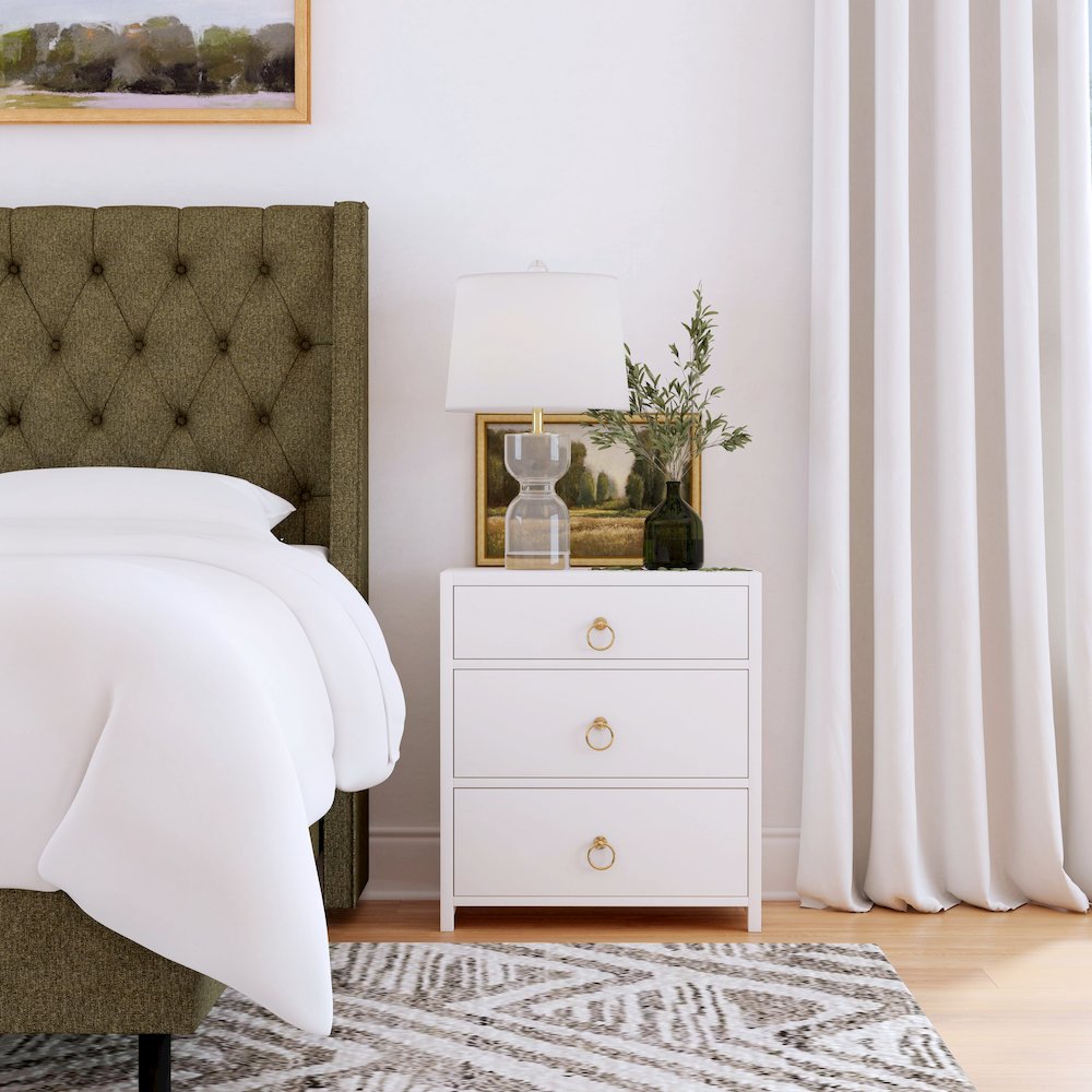 Lark 3 Drawer Nightstand, White
