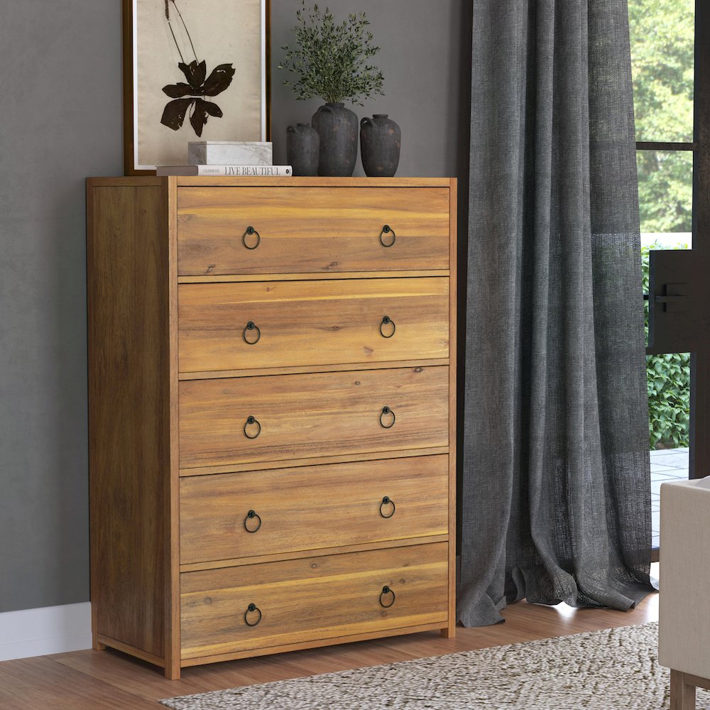 Lark 5 Drawer Dresser, Light Brown