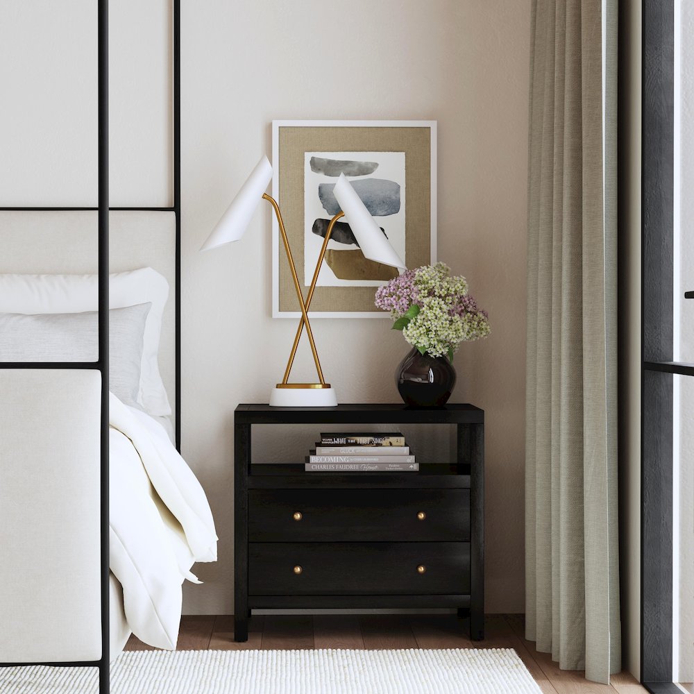 Nora 2-Drawer Wide Nightstand, Coffee