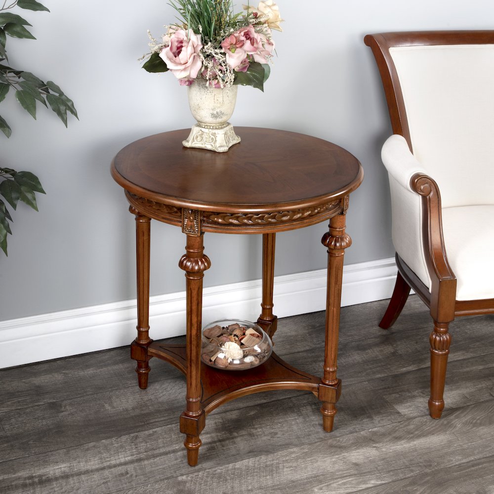Hellinger Round End Table, Medium Brown