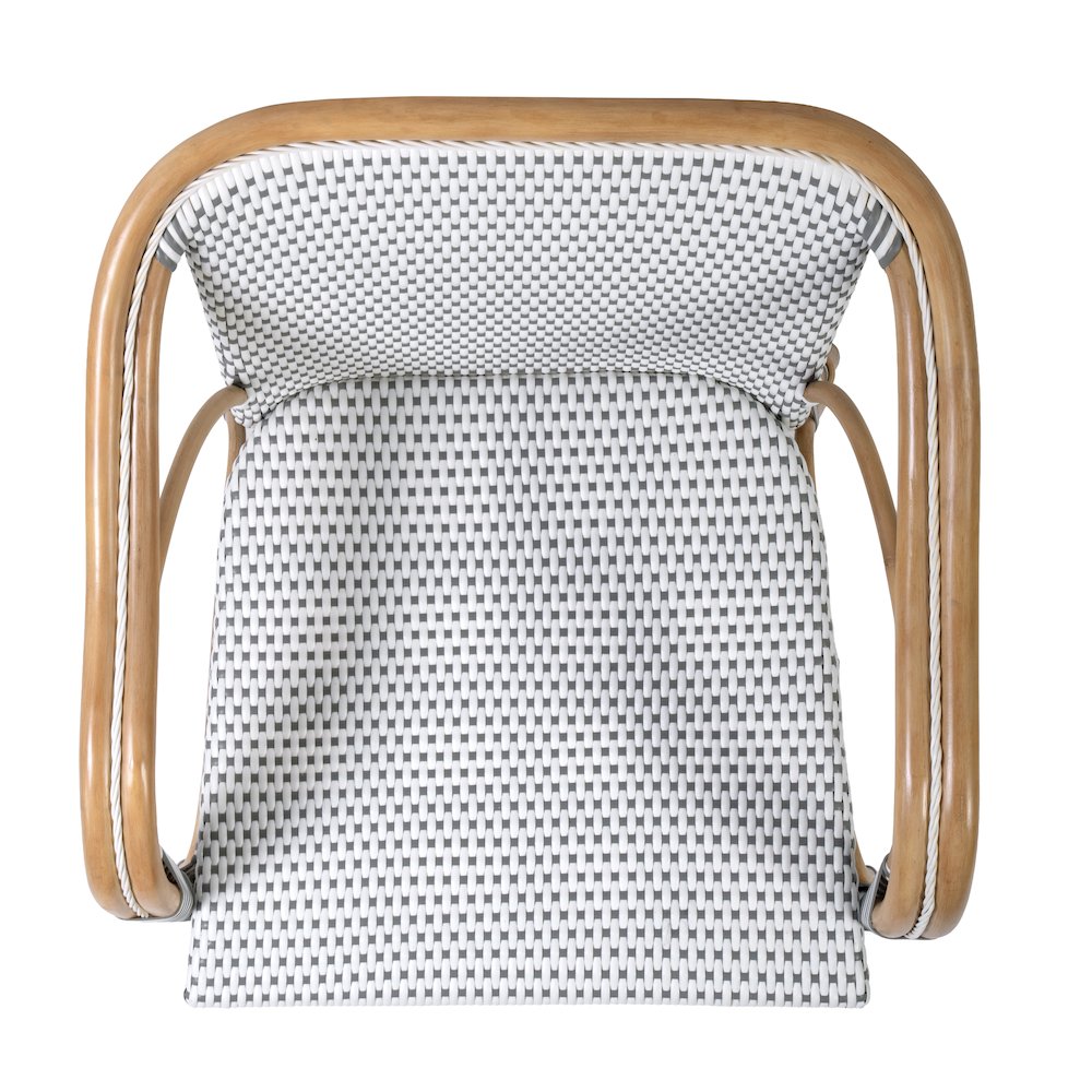 Portofino 18.75 in. Seat Height Rattan Arm Chair, White and Gray