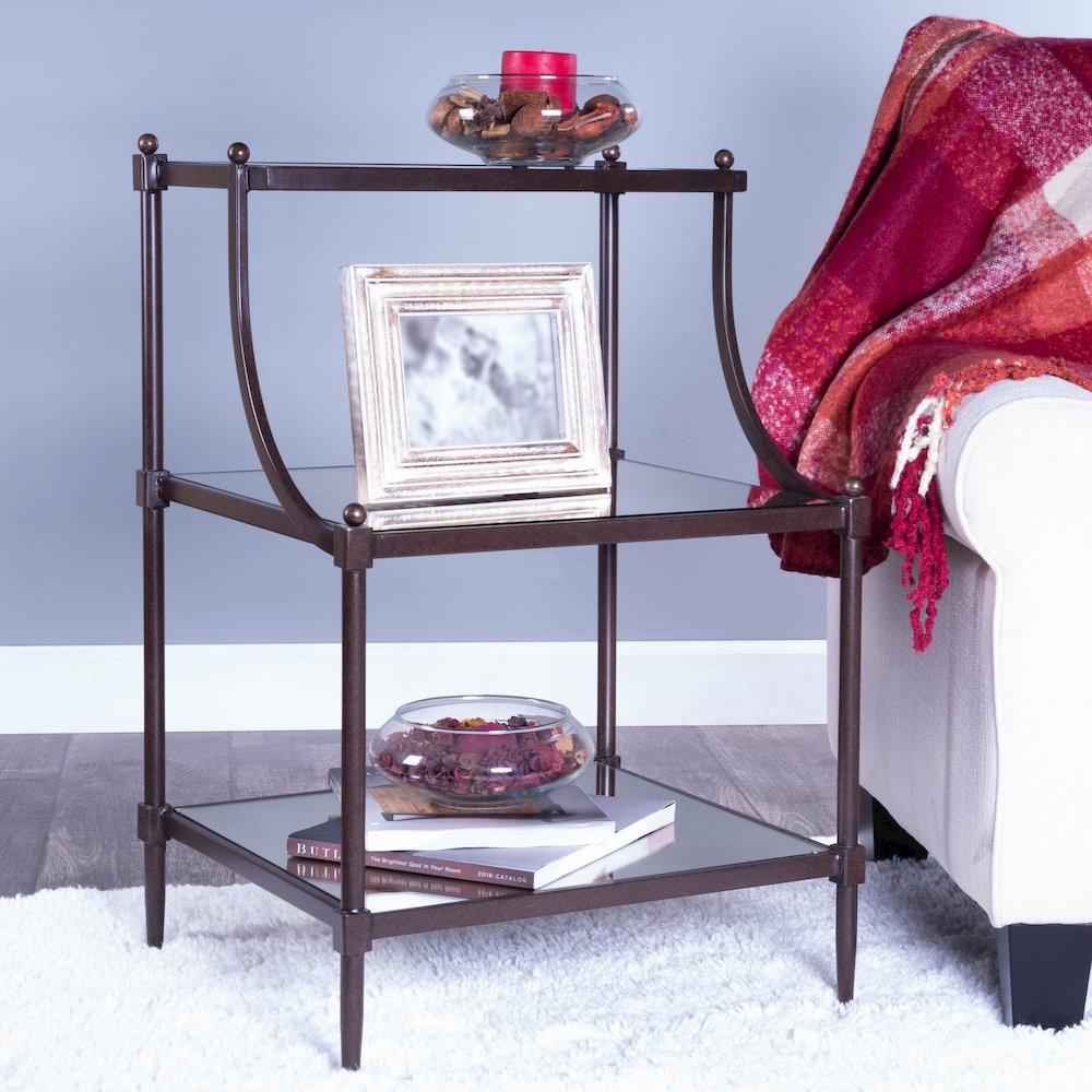 Peninsula Mirrored & Side Table, Bronze