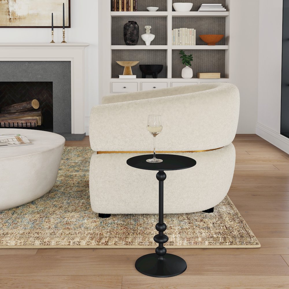 Zora Pedestal Side Table, Black