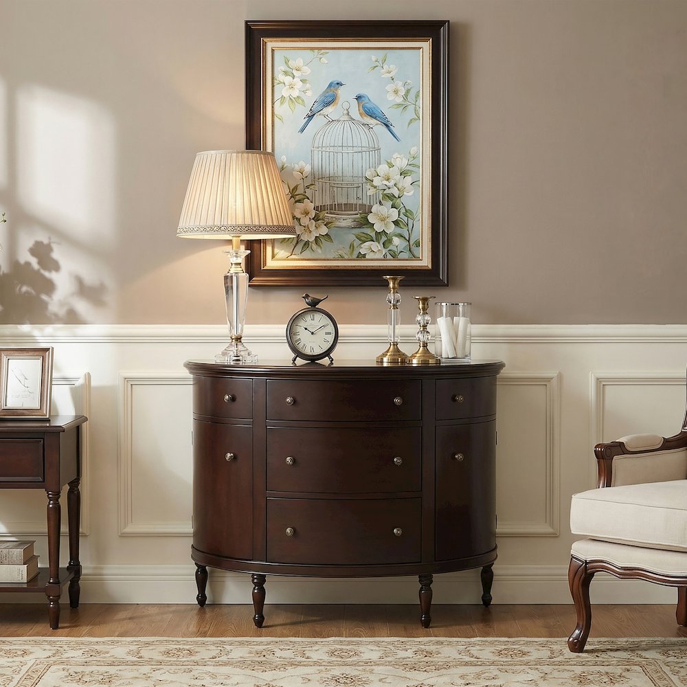 Bedford Mahogany Demilune Console Table, Dark Brown