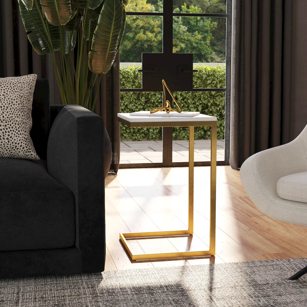 Lawler Marble C- Side Table, Gold