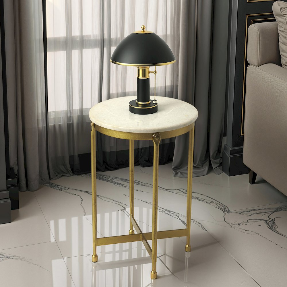 Claypool Marble Side Table, Gold, White