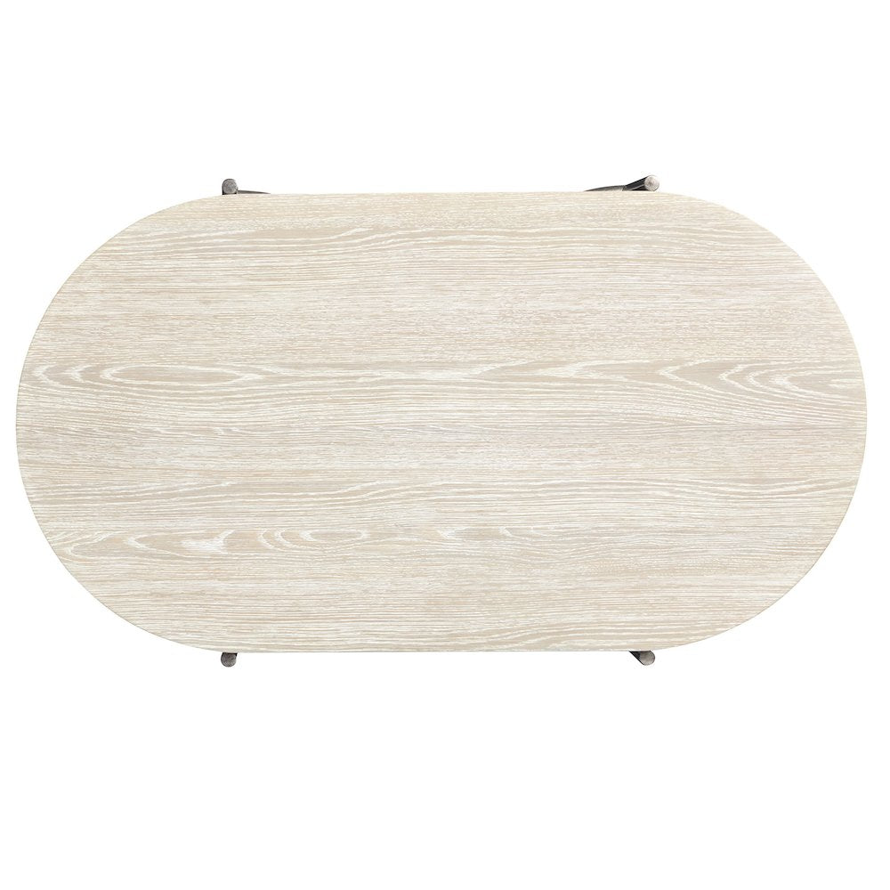 Edgecomb Grey And Weathered Antique Nickel Oval Cocktail Table With 2 Ottomans