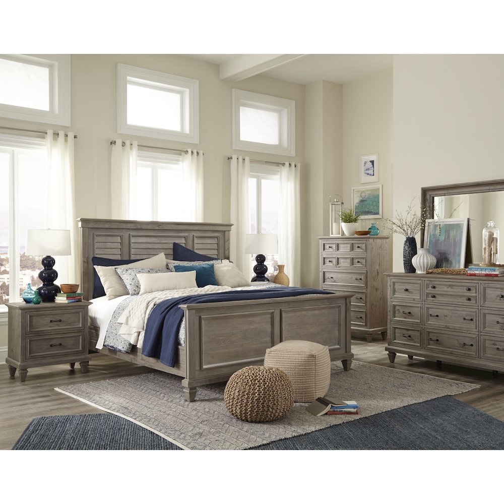 Lancaster Dovetail Grey Queen Shutter Panel Bed