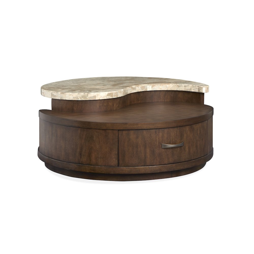 Mcpherson Burnt Umber Round Cocktail Table With Casters