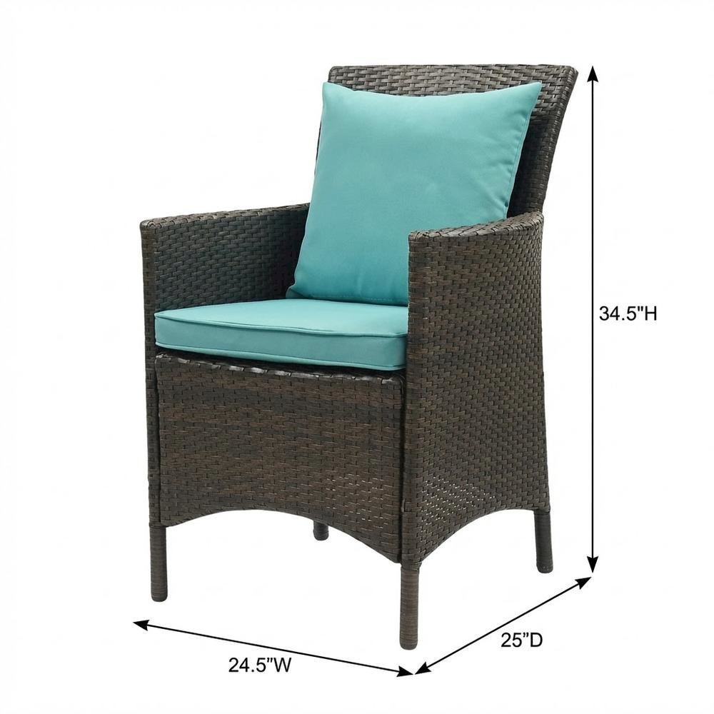 Set Of 2 Outdoor Wicker Dining Armchairs With Comfortable Armrests