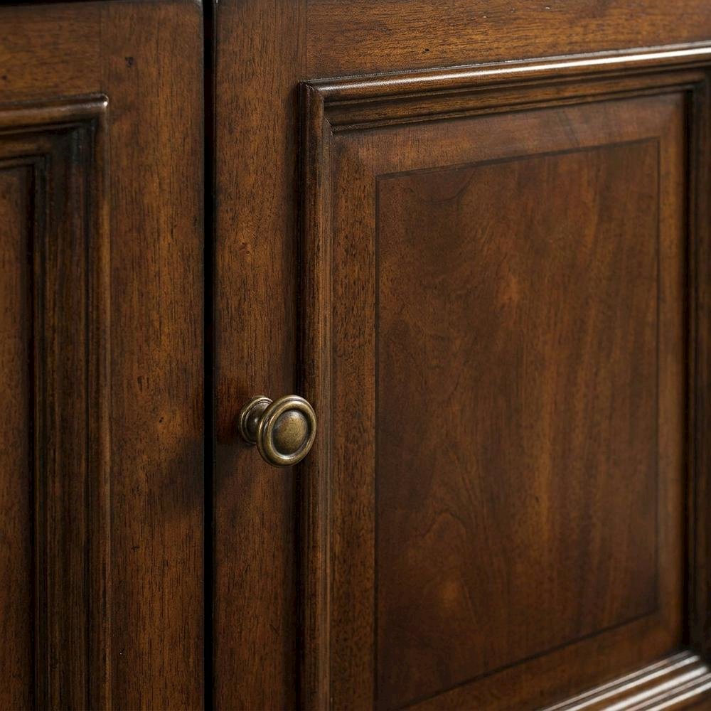 Mahogany Veneer Buffet with Distressed Cathedral Swirl Finish, Drawers, Brown