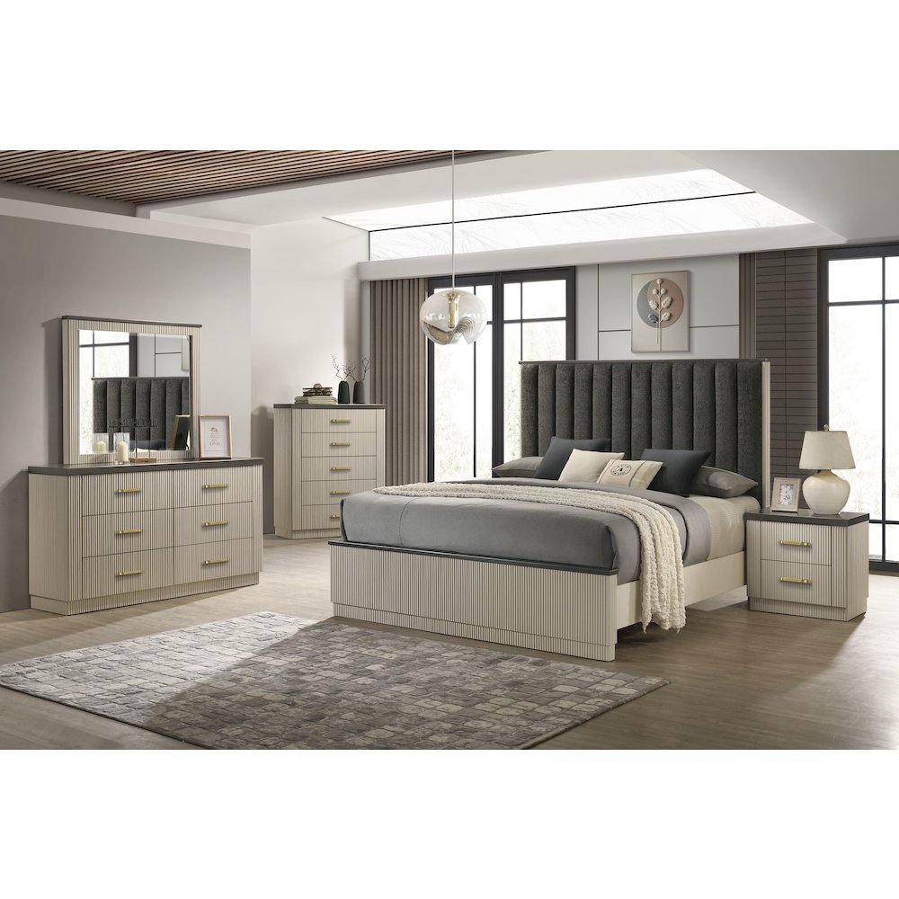 Casey Cream/Charcoal 5-Piece Bedroom Set, Queen