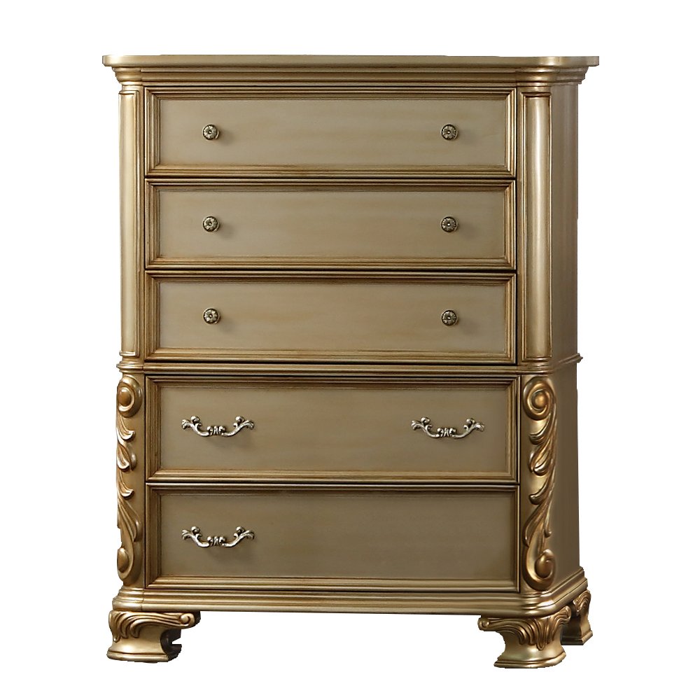 Miranda Gold Tufted 5-Piece Bedroom Set, Queen