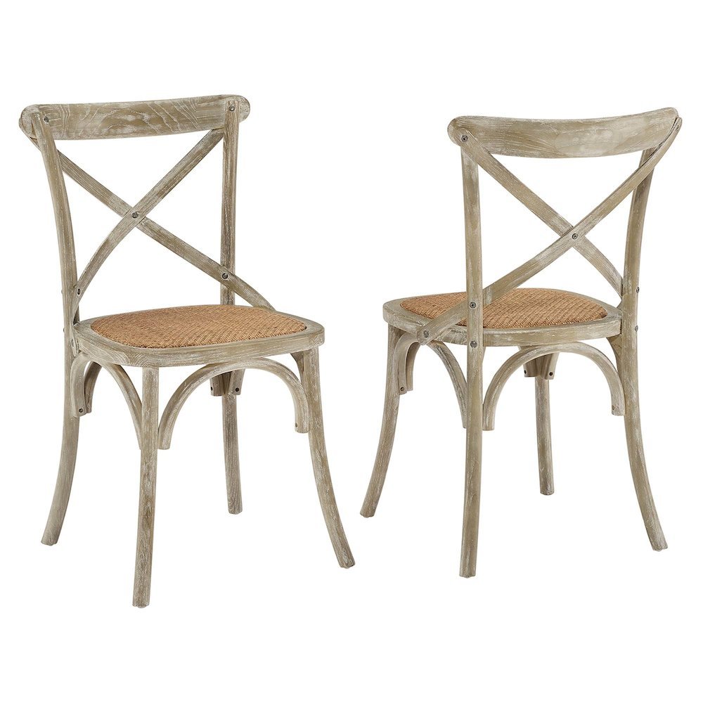 Wooden Dining Side Chairs for Kitchen and Dining Room, Gray, Set of 2
