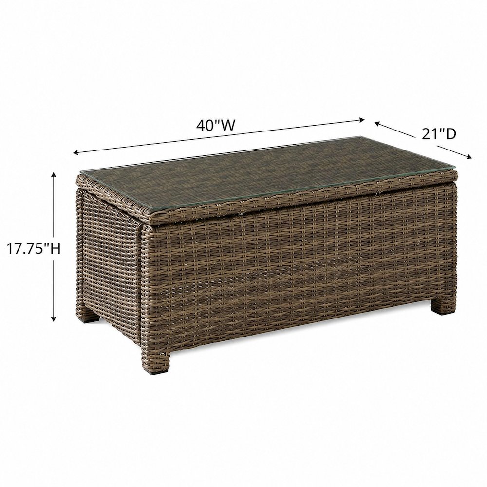 Weathered Brown Wicker Coffee Table for Outdoor Living Spaces