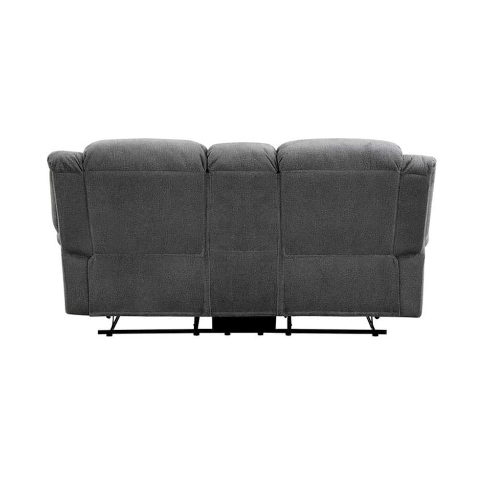 Brennen Microfiber Double Reclining Love Seat With Center Console In Charcoal