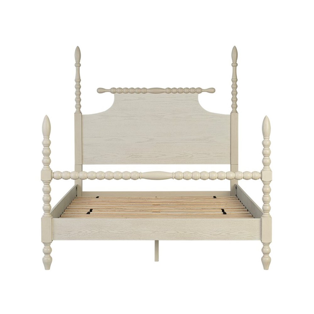 Beckett Turned Wood Spindle Bed, Antique Cream color, Full