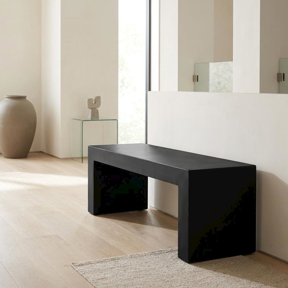 Fiber-Reinforced Concrete Outdoor Bench with Contemporary Profile for Entryway