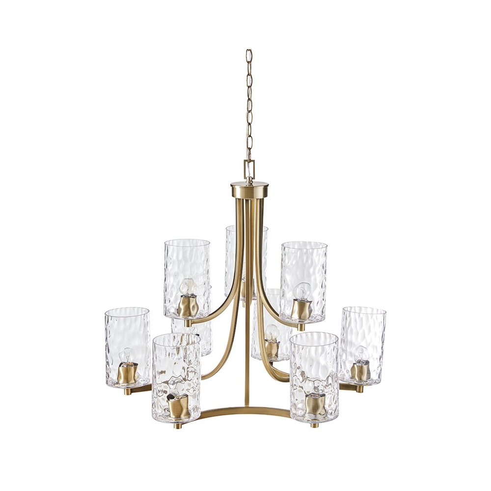 9-light Round Tiered Chandelier with Textured Glass Shades
