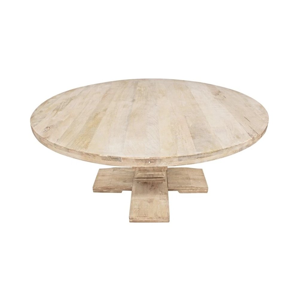 Benedict 70" Round Dining Table in White Wash