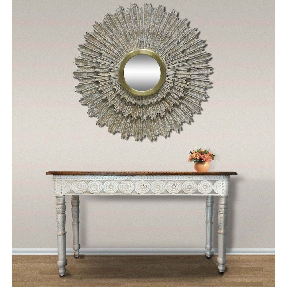Transitional Falcon Sunburst Wall Décor with Mirror