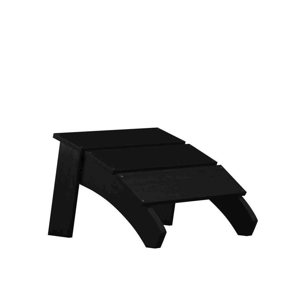 Modern All-Weather Poly Resin Wood Adirondack Chair with Foot Rest in Black