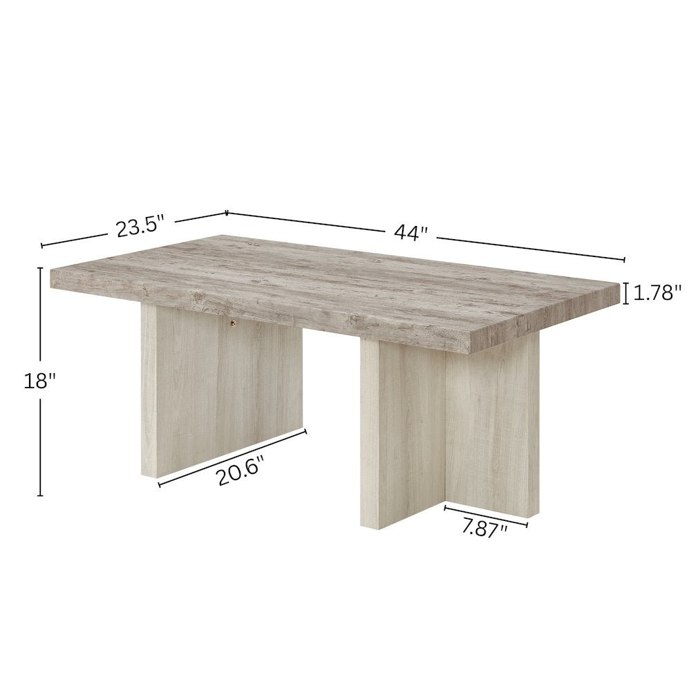 Mchome Contemporary Coffee Table, Weathered Gray and Beige