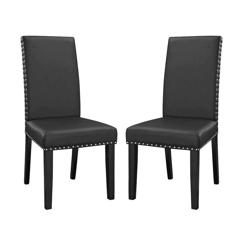 Faux Leather Upholstered Dining Side Chairs, Black, Set of 2