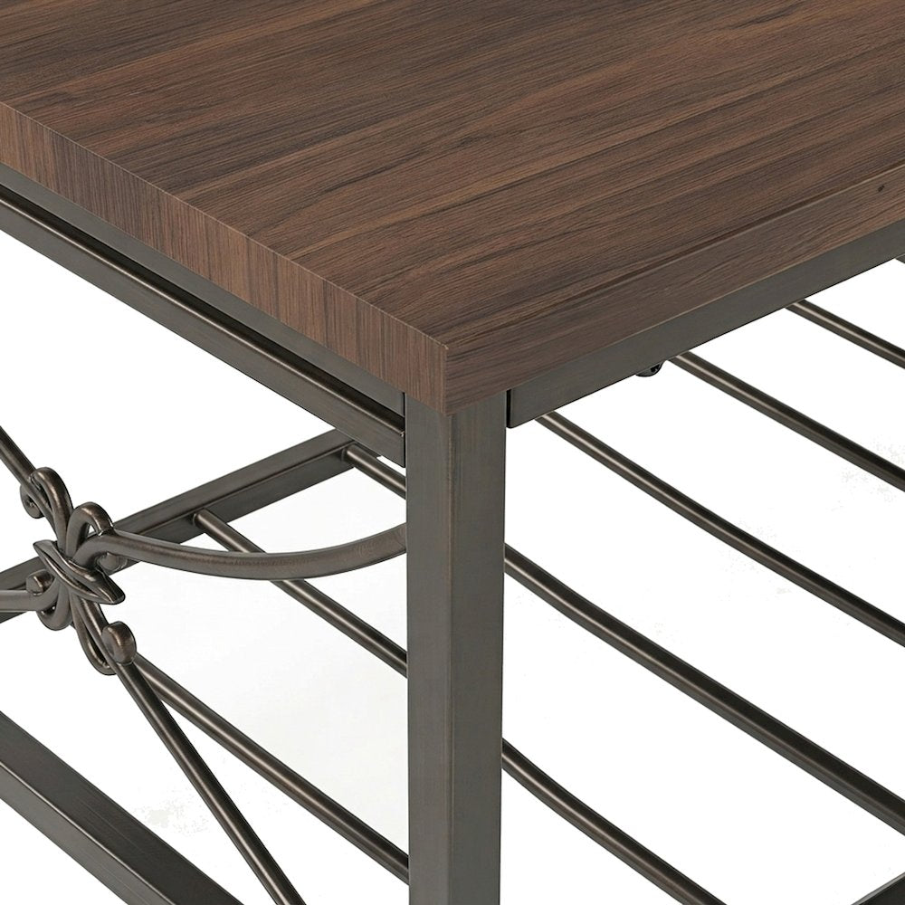 Metal Occasional Table with Plank-Style MDF Top and Slatted Shelf, Set of 3