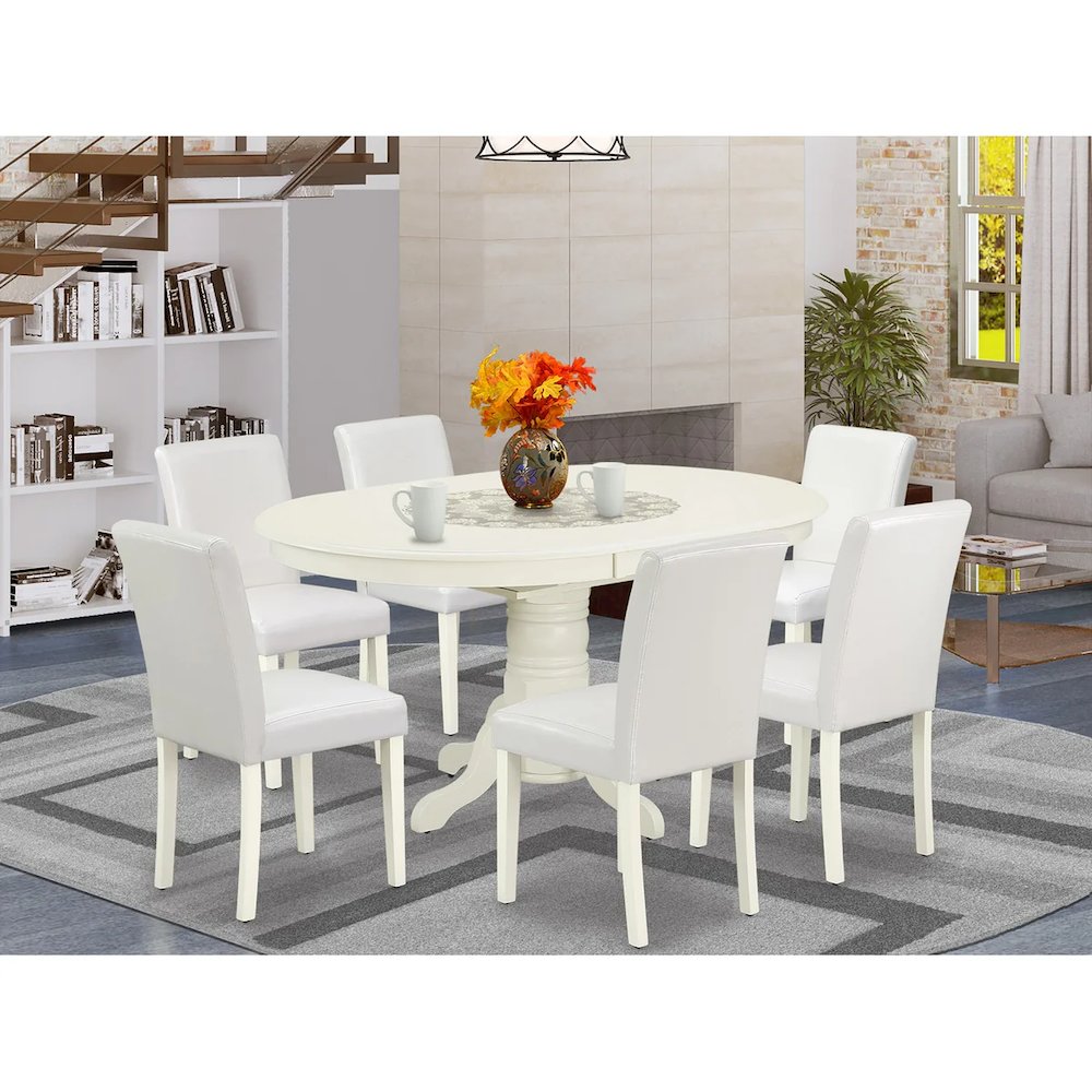 Dining Room Set Linen White, AVAB7-LWH-64