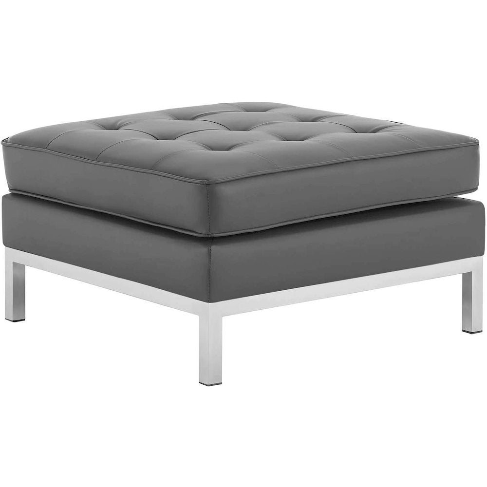 Loft Tufted Vegan Leather Ottoman