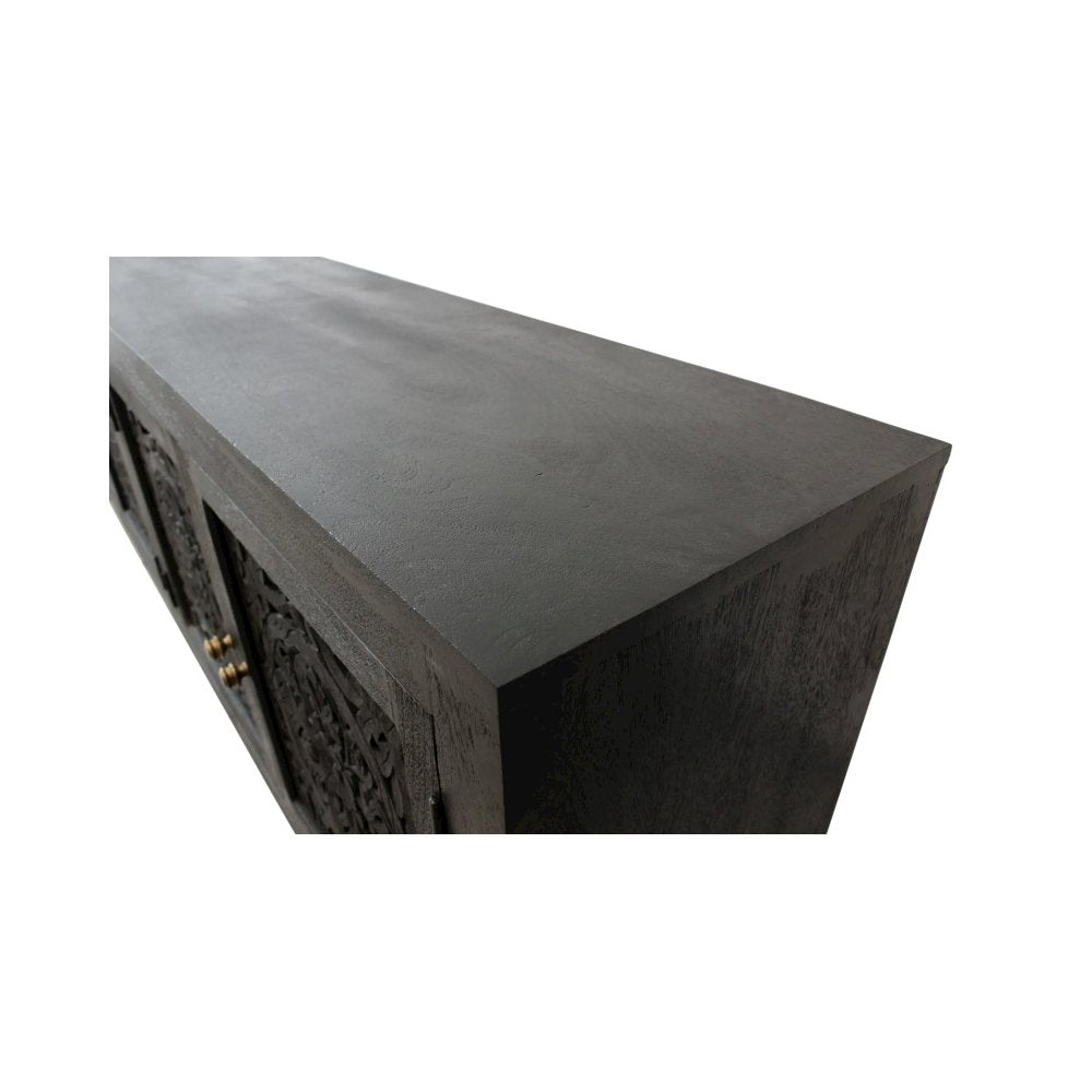 Weatherly 4-Door Media Cabinet in Charcoal Grey
