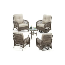 Outdoor Garden Patio 5 Pc Furniture Conversation Set With Rocking Chairs