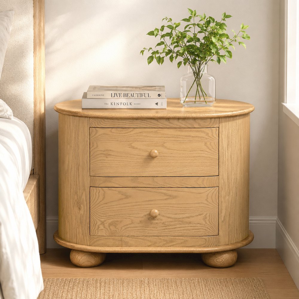 Astrid 2 - Drawer Nightstand In Solid Oak Wood