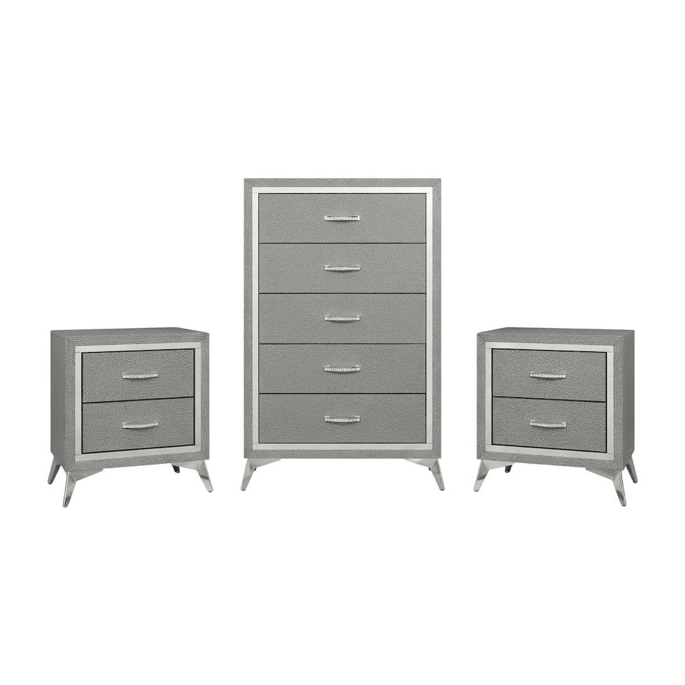 Huxley 3-Pc Wood Bedroom Set with Chest in Gray