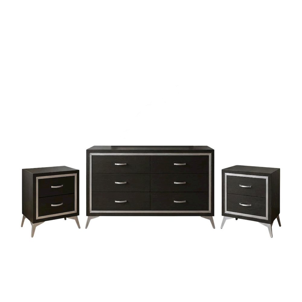 Huxley 3-Pc Wood Bedroom Set with Dresser in Black