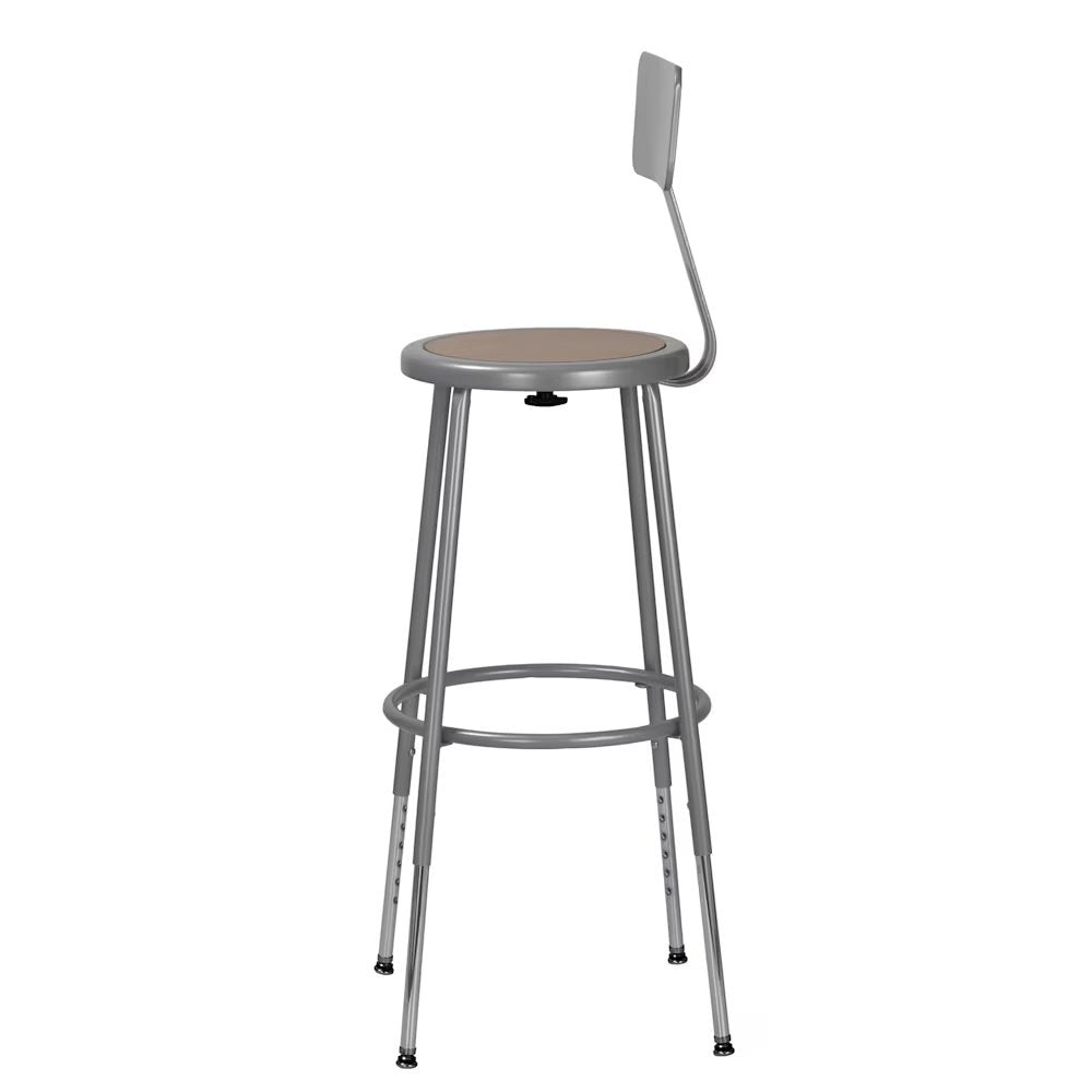 24.5 -32.5" Height Adjustable Heavy Duty Steel Stool With Backrest, Grey