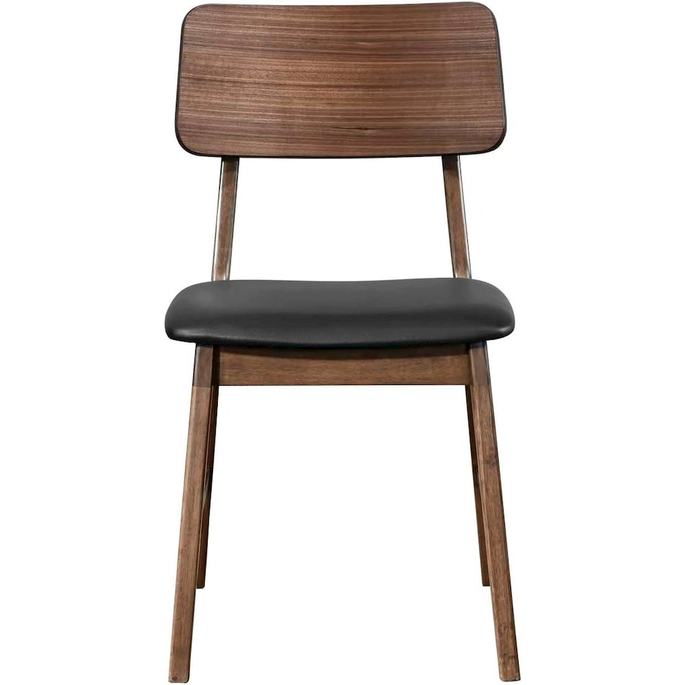 Thea Wood Back Side Chair with Black Seat (Set of 2), Walnut